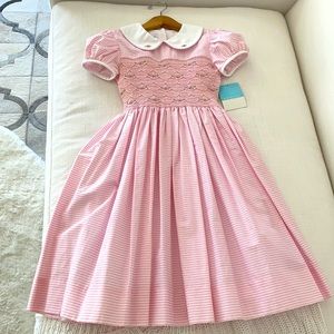 Perfect holiday-Smocked pink and white stripes dress